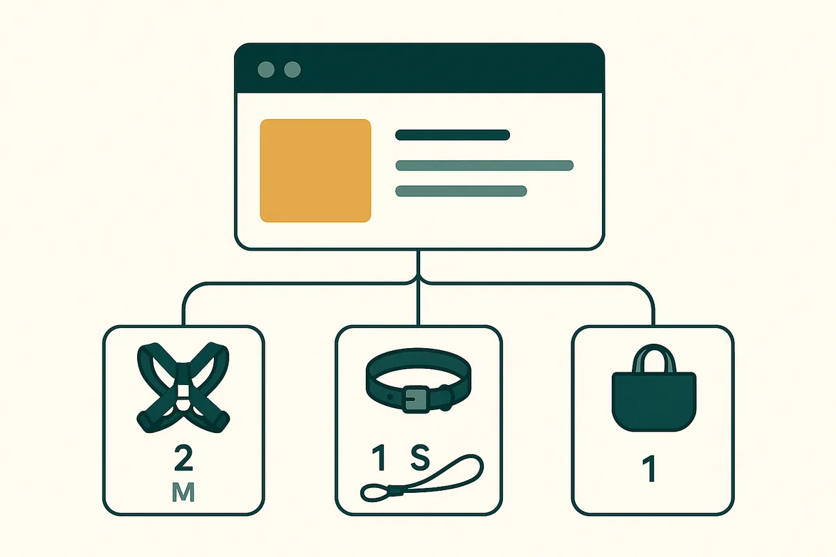 Canopy bundle engine showing component breakdown for a product bundle with real-time stock availability