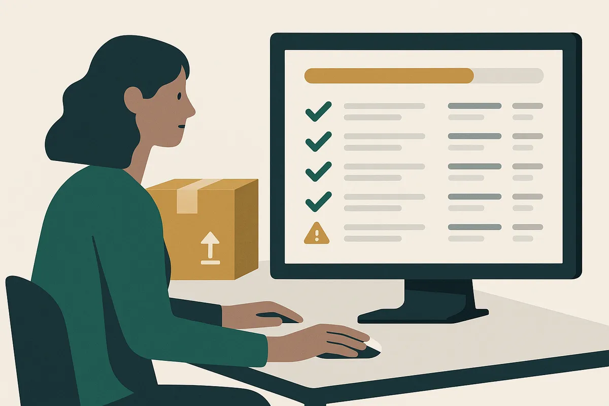 Canopy goods receiving interface showing barcode scan integration with purchase orders