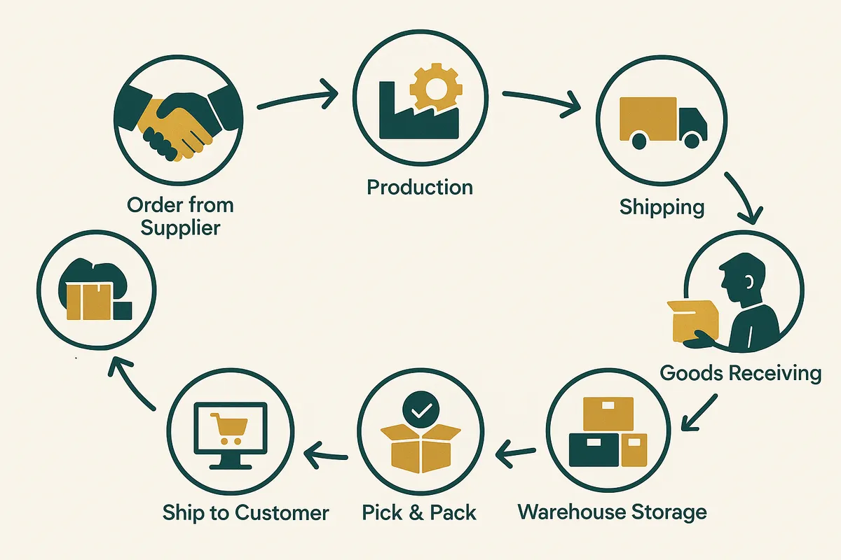 Fashion inventory lifecycle showing the stages from production to markdown to clearance