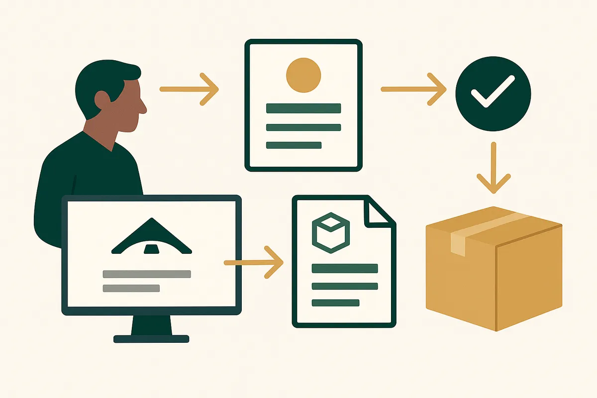 Flow diagram comparing traditional email-based supplier communication versus portal-based workflow