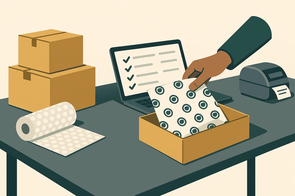 Step-by-step pick pack and ship workflow diagram for small ecommerce warehouse operations